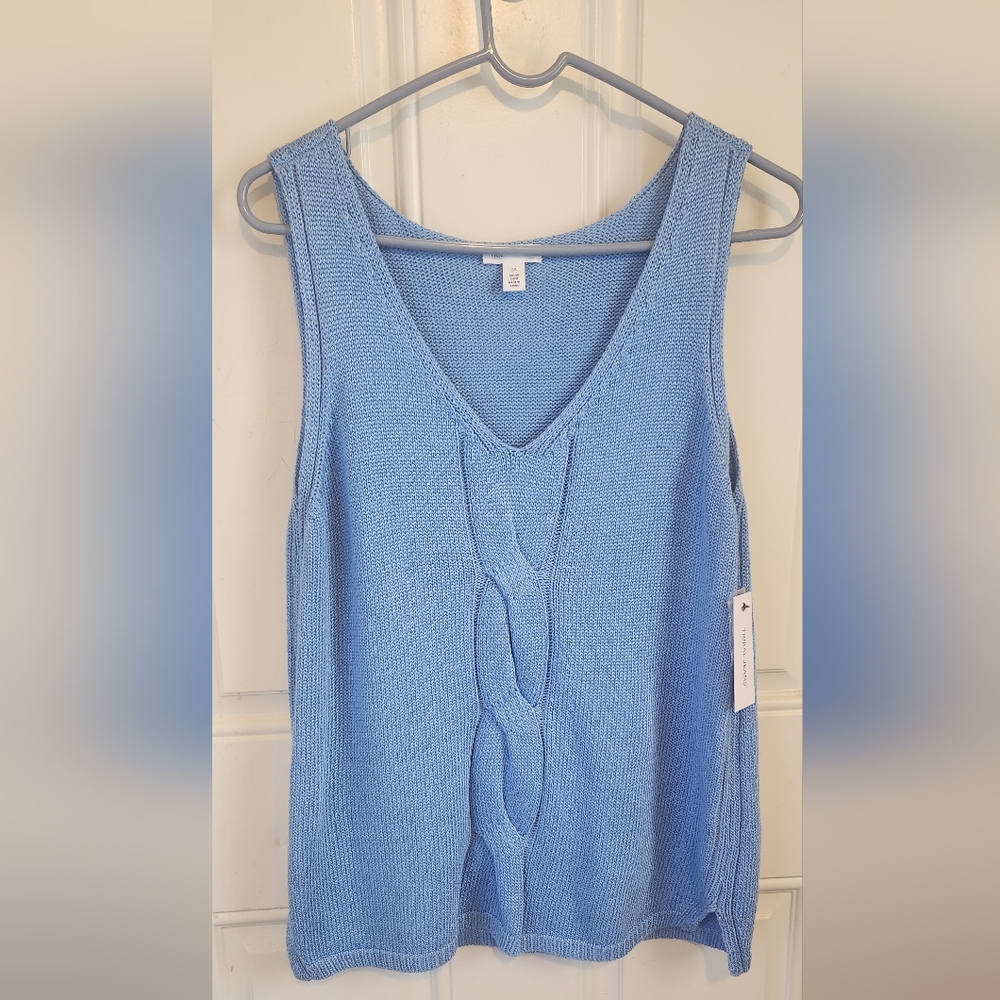 Elegant Blue Knit Tank Top